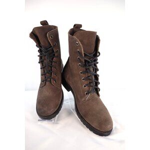 Frye Women's Brown Suede Lace-Up Combat Boots Size 7.5